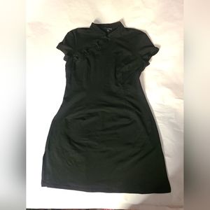 Dolls kill current mood Cheongsam Gothic Black bodycon dress frog closure sz L